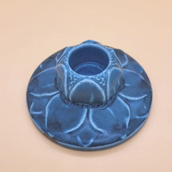 Antique Rookwood Pottery Lily Pad Candlestick Pair #2311 Blue circa 1923 - Picture 4 of 13